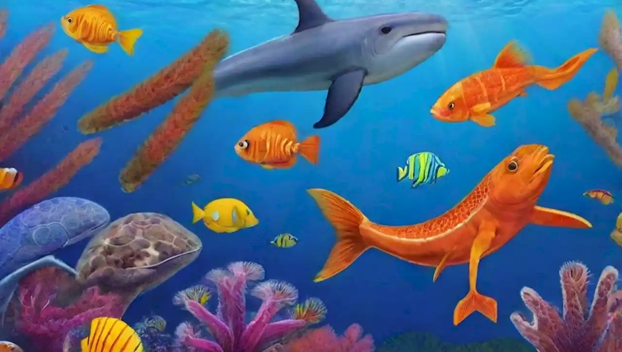 Un vibrante ecosistema marino lleno de diversas criaturas.