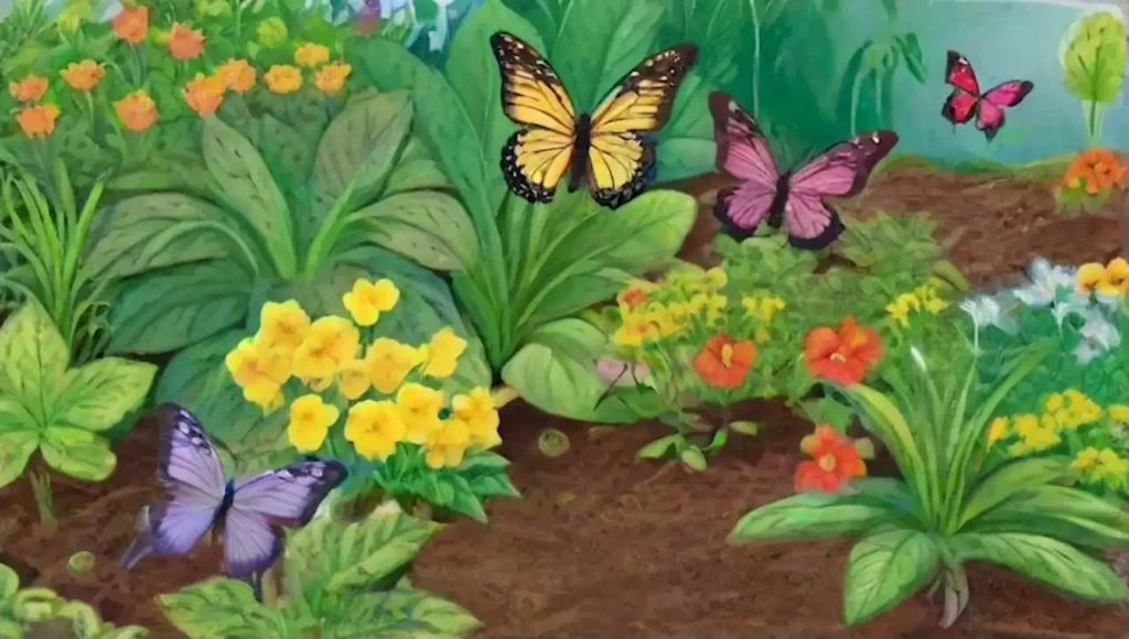 Un jardín floreciente y vibrante lleno de vida y naturaleza.