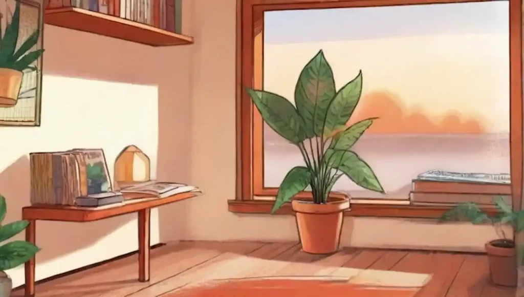 Sala acogedora con plantas