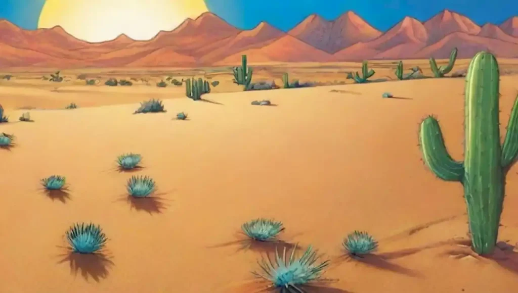 Un desierto vibrante con cactus