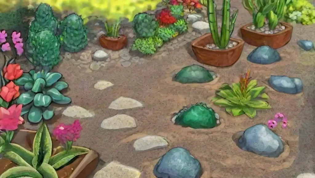 Un jardín sereno con grava volcánica