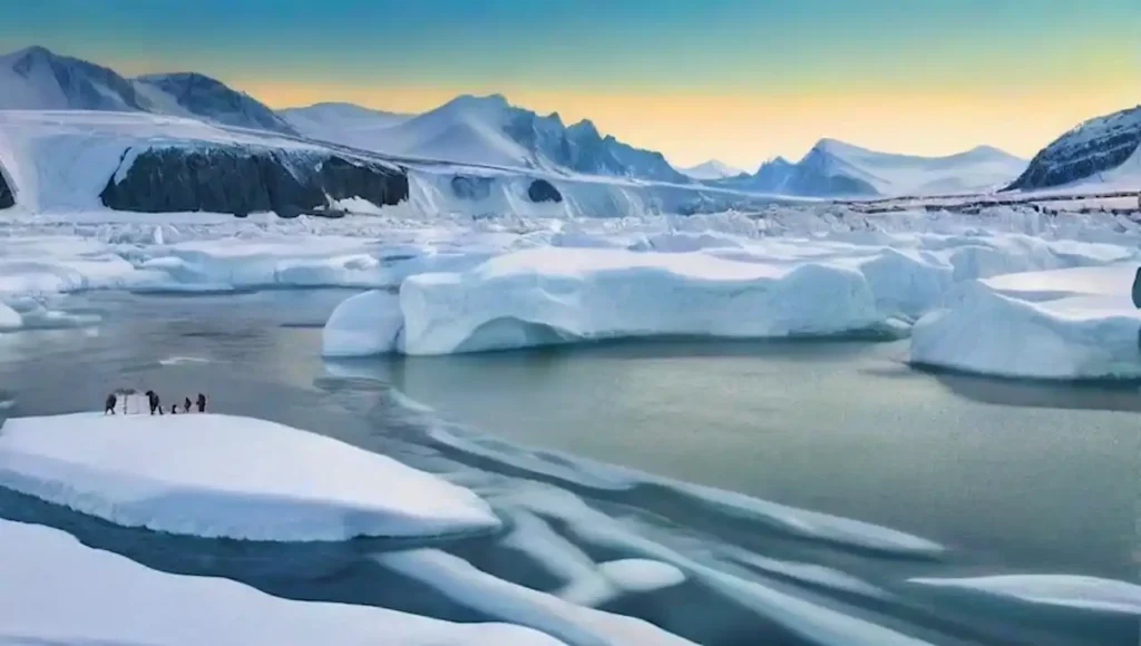 Un paisaje ártico con osos polares