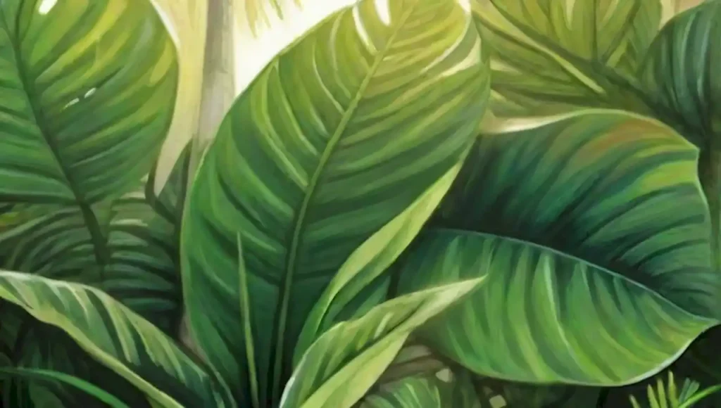 Plantas tropicales crean un ambiente sereno con follaje vibrante.