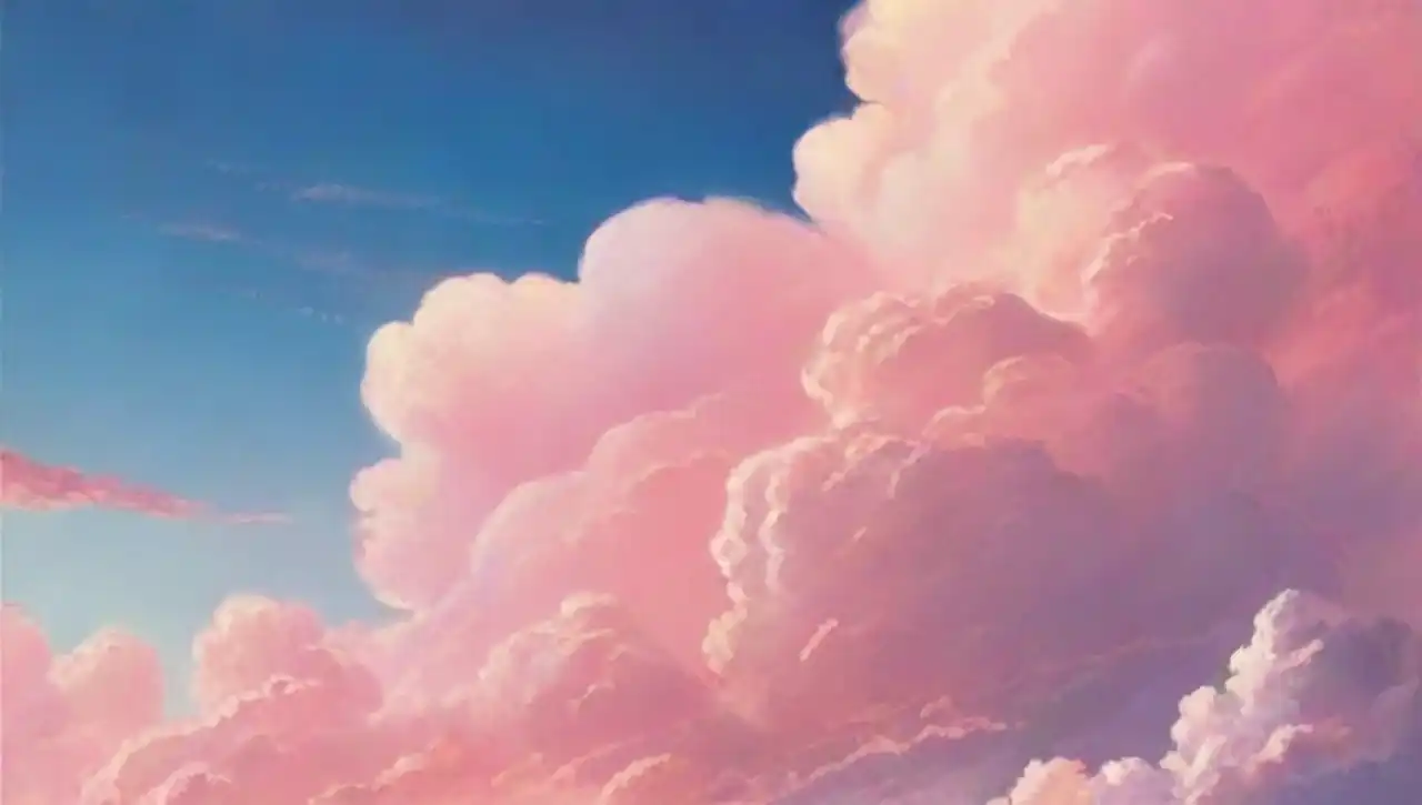 Nubes esponjosas en un cielo crepuscular crean una atmósfera tranquila y serena.