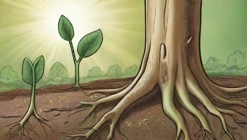 Ilustración de un tallo de planta con xilema
