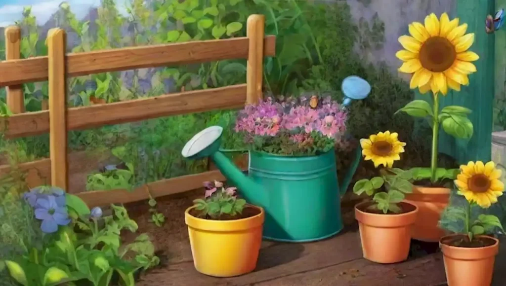 Un jardín vibrante y sereno lleno de flores